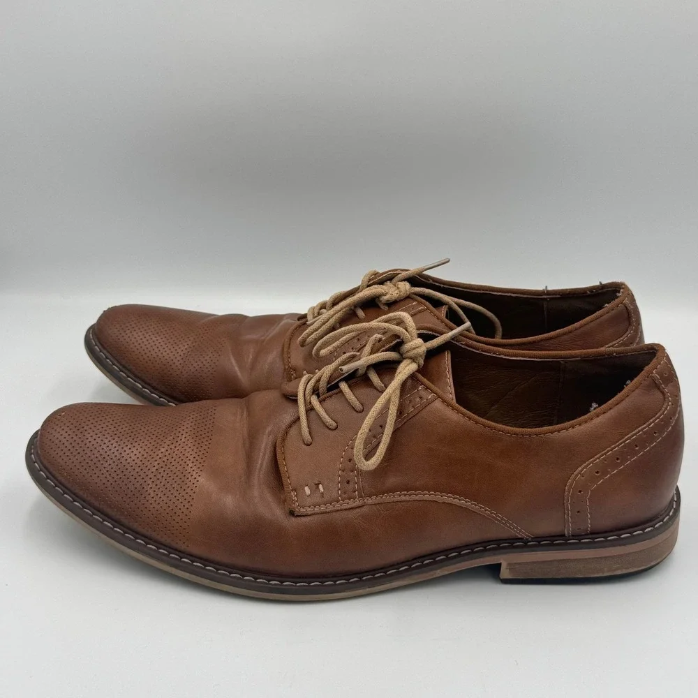 Madden Brown Perforated Toe Leather Oxford Dress Shoes Size 13 NO BOX